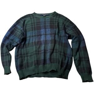 90'S NAUTICA Plaid Cotton Knit Sweater Men's Size LARGE Vintage